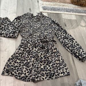 She + Sky Leopard Print Jumpsuit